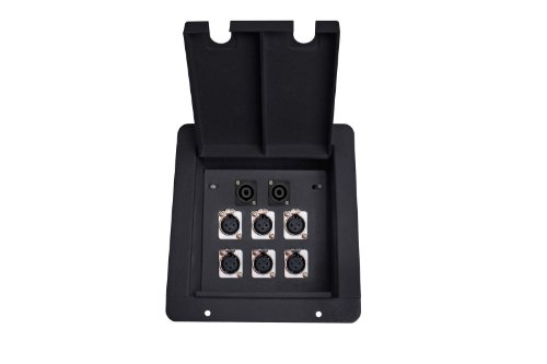 Elite Core FB6-SP Recessed Floor Box with 6 XLRF and 2 Speakon