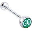 Green and White Go Logo Barbell Tongue Ring