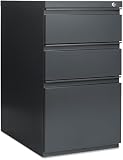 Alera PB532823CH Three-Drawer Mobile Ped File w/Full-Length Pull, 15w x23d, Charcoal
