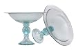 Clear Recycled Art Glass Large Compote 15.5"D 11"H
