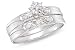 14K White Gold Diamond Set of Bridal Engagement Ring and Wedding Band