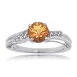 Radiant Citrine & Diamond Ring in White Gold Size 7 - 14K