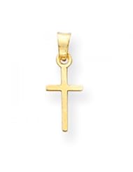 14k Yellow Gold Polished Solid Cross Charm