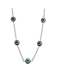 Tahitian Black Pearl Necklace in Sterling Silver (8-9mm)