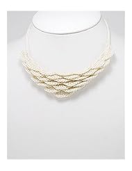 Cream Cotton Waxed Thread Natural Stone Necklace