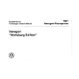 1987 VOLKSWAGEN VAN Owners Manual User Guide by Volkswagen