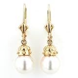 14-Karat Yellow Gold Akoya Cultured Pearl Earrings (7.5mm)