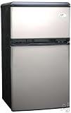 Sunpentown RF321S 3.2 cu. ft. Top-Mount Compact Refrigerator with Seperate Freezer Section, Manual Defrost, Clear Vegetable Storage Drawer and Can Rack: Stainless Steel