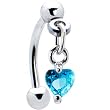 Top Down Aqua Blue Gem Dangle Heart Eyebrow Ring