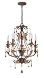 5 Lites Chandelier - Wrought Iron With Crystals
