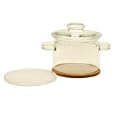 Simax Glass Crystal 2 qt. Cooking Pot with Cork Trivet and Plastic Lid - 4 Piece