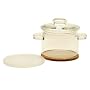 Simax Glass Crystal 2 qt. Cooking Pot with Cork Trivet and Plastic Lid - 4 Piece