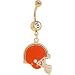 NFL Logo GOLD Double GEM Belly Ring - Cleveland Browns