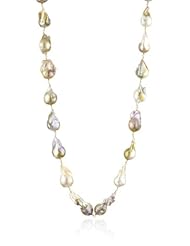 Lena Skadegard "Galatea" Tawny Baroque Pearls with 18k 38" Wire Wrap Necklace