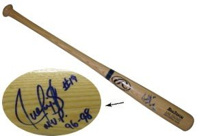 Juan Gonzalez Autographed/Hand Signed Big Stick Engraved Blonde Bat MVP 96-98
