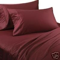 Set of 2 Solid Burgundy King size pillowcases 300 thread count 100% Egyptian Cotton by sheetsnthings