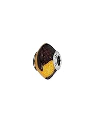 Sterling Silver Brown/Yellow Glitter Overlay Glass Charm