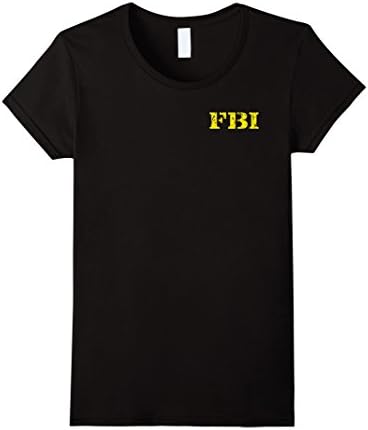 Women's FBI Logo Shirt With Vintage Distressed Look Medium Black