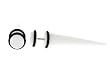 Fake Acrylic Taper - White - 16g Wire Stud - 0 Gauge - 47.5mm Length - Sold as a Pair