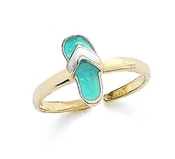 14k Green Flip-Flop Toe Ring - JewelryWeb