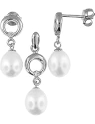 Sterling Silver and Freshwater Pearl Earring and Pendant Set