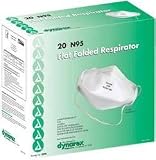 Dynarex N-95 Flat Folded Respirator and Surgical Masks - Box of 20 Individually Wrapped N95 Masks. Meets CDC Guidelines for TB Exposure, NIOSH Approved. Protects against transfer of microorganisms, bodily fluid and particulate material.