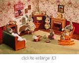 Dollhouse Living Room Accessories Set with Fireplace/ Piano/ TV