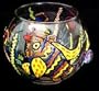 Fantasy Fish Design - Hand Painted - 19 oz. Bubble Ball with candle