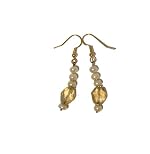Citrine Earrings 04 Dangle Pearl Yellow Faceted White Gold Beaded Gemstone Crystal 2