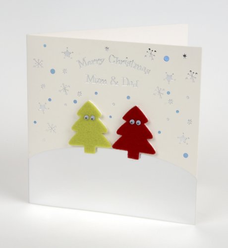 Hand Crafted Mum & Dad Felt Trees Card