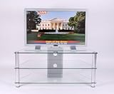 RTA Home and Office Silver Aluminum 45 Inch Wide Plasma or LCD TV Stand with Glass Shelves