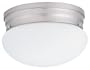 Lithonia Lighting 10975 BN M4 Mushroom Shaped One-Light Fluorescent Flush-Mount Ceiling Fixture, Brushed Nickel with White Globe