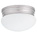 Lithonia Lighting 10975 BN M4 Mushroom Shaped One-Light Fluorescent Flush-Mount Ceiling Fixture, Brushed Nickel with White Globe