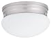 Lithonia Lighting 10975 BN M4 Mushroom Shaped One-Light Fluorescent Flush-Mount Ceiling Fixture, Brushed Nickel with White Globe