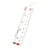 Masterplug Indoor Power SRG44-MS 4-Gang Surge Protected Socket with 4 m Extension Lead (White)