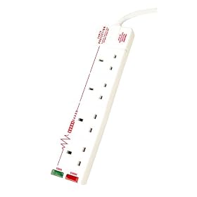 Masterplug Indoor Power SRG44-MS 4-Gang Surge Protected Socket with 4 m Extension Lead (White)