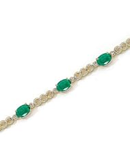 14kt Yellow Gold Oval Emerald and Diamond Bracelet