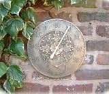 Bronze Effect - Garden Indoor Outdoor Conservatory Thermometer Clock - Weather Resistant - Normally Next Day Delivery at No Extra Cost - DS1018
