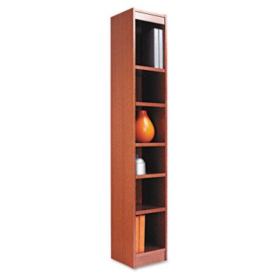 Narrow Profile Bookcase, Wood Veneer, 6-Shelf, 12w x 12d x 72h, Medium Oak