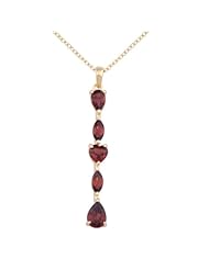 18k Yellow Gold Plated Sterling Silver Heart and Teardrop Linear Pendant Necklace, 18"