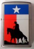 Zippo Custom Lighter - Cowboy w/ Texas Flag Lone Star