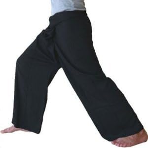 Best Thai Fisherman Wrap,Yoga,Massage,Pregnancy Pants/Waist up to 50" BLACK