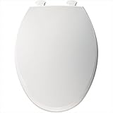Bemis 1800EC000 Plastic Elongated Toilet Seat with Easy Clean and Change Hinges, White