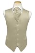 Tuxedo Vest - Solid Satin with Matching Pin Ascot, Bamboo