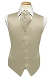 Tuxedo Vest - Solid Satin with Matching Pin Ascot, Bamboo