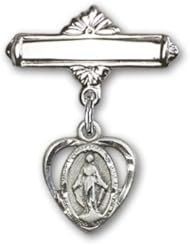 Sterling Silver Baby Badge with Miraculous Charm and Polished Badge Pin