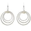 Large Graduated Hammered Circle Earrings in Sterling Silver with Citrine and Peridot Gemstone Accent Beads, #8026