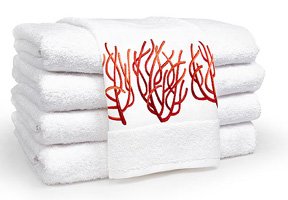 Anali Four Coral 21 x 30 Terry Embroidered Hand Towels Anali Four Coral 21 x 30 Terry Embroidered Hand Towels