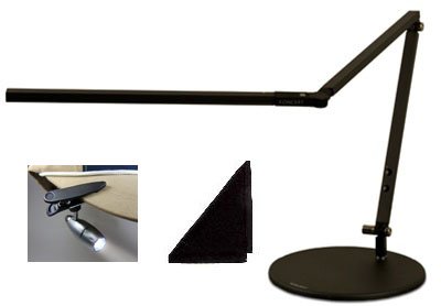 Koncept Z-Bar High Power Adjustable LED Desk Lamp Daylight Illumination - Metallic Black with Free Gifts: Clip-on Spotlight AND Microfiber Cleanse Cloth Black