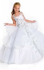 Girls Chiffon/Taffeta/Tulle Crystal Crystals Lace Beaded Applique  Dress